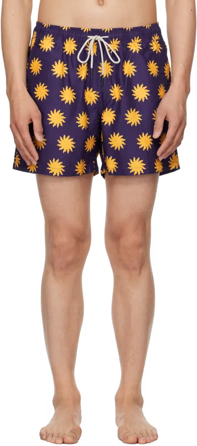 OAS NAVY & YELLOW SUNDAY SUN SWIM SHORTS
