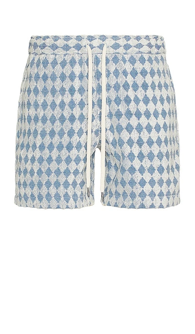Oas Navy Diamond Terry Shorts In Blue