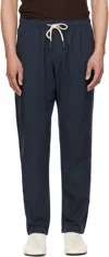 Oas Navy Linen Trousers In Navy