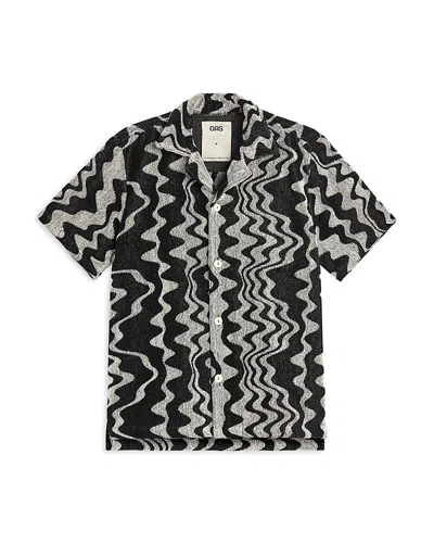 Oas Nero Verve Printed Camp Shirt In Black
