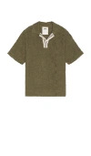 Oas Crochet-knit Johnny-collar Polo In 绿色