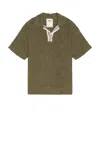 Oas Crochet-knit Johnny-collar Polo In Green