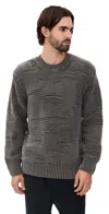 Oas Pino Crew Neck Sweater Dark Brown In Gray