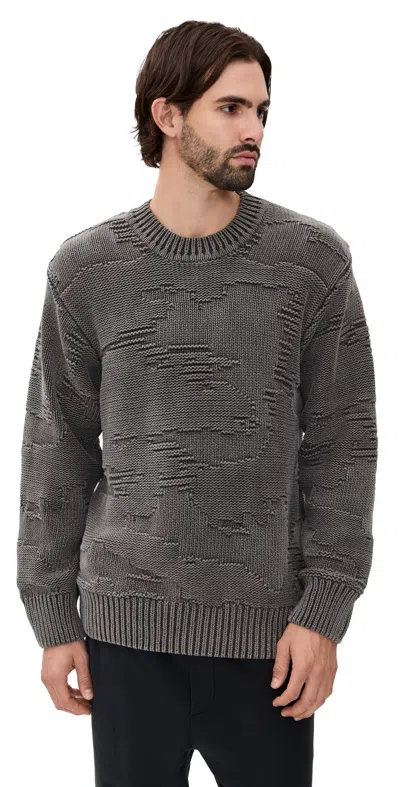 Oas Pino Crew Neck Sweater Dark Brown In Gray