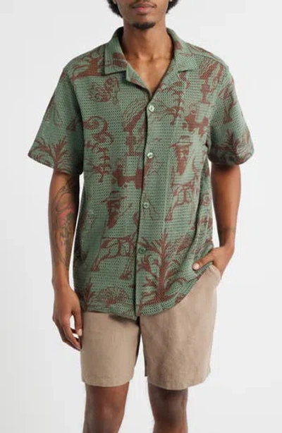 Oas Poplan Camp Shirt In Green