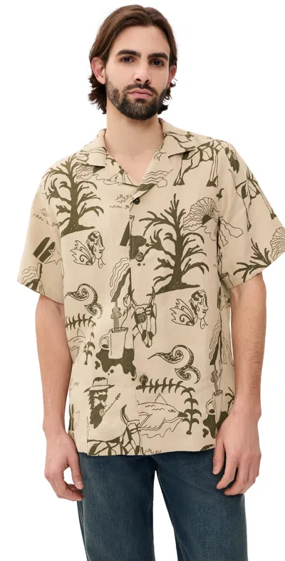 Oas Poplan Cuba Shirt Beige In Brown