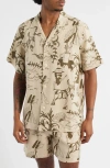 Oas Poplan Linen Camp Shirt In Pattern
