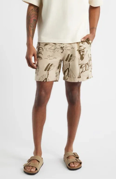 Oas Poplan Porto Linen Drawstring Shorts In Neutral