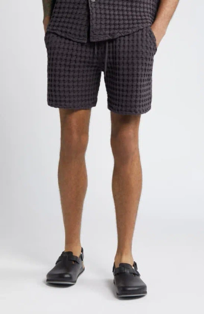 Oas Nearly Black Porto Waffle Shorts In Near Black