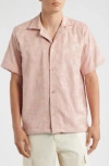 Oas Puzzlotec Texture Terry Cloth Camp Shirt In Pink