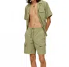 Oas Quest Cargo Nylon Shorts In Green In Green