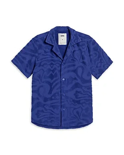 Oas Rapture Cuba Cotton Terry Relaxed Fit Button Down Shirt In Blue