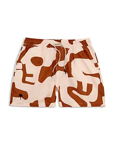 Oas Russet Puzzlotec Drawstring 4.3 Swim Shorts In Rusty Red