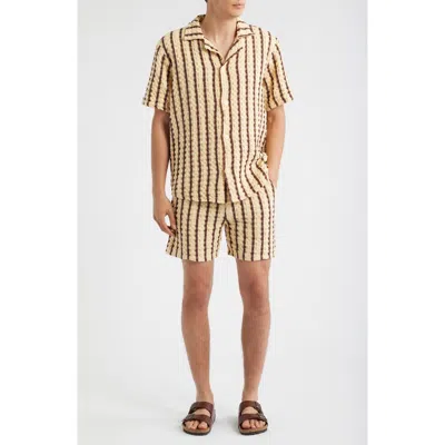 Oas Stripe Waffle Knit Camp Shirt