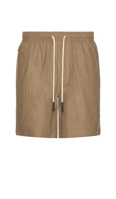 Oas Taupe Linen Shorts In Brown