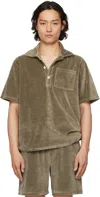 Oas Taupe Morel Girona Velour Polo In Grey