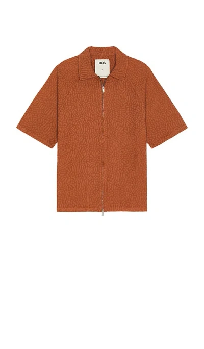 Oas Terracotta Turleo Zack Full Zip Shirt In Red