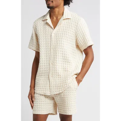 Oas Waffle Knit Camp Shirt In Neutral