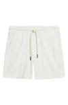 Oas White Cotton Terry Cloth Drawstring Shorts