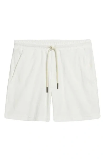 Oas White Cotton Terry Cloth Drawstring Shorts