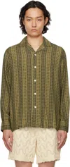 Oas Yellow & Brown Regalia Viscose Long Sleeve Shirt In Multi