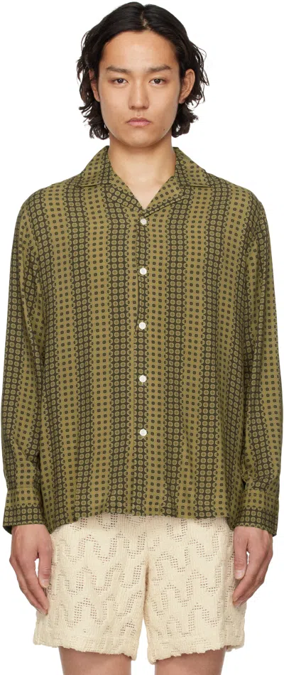 Oas Yellow & Brown Regalia Viscose Long Sleeve Shirt In Multi