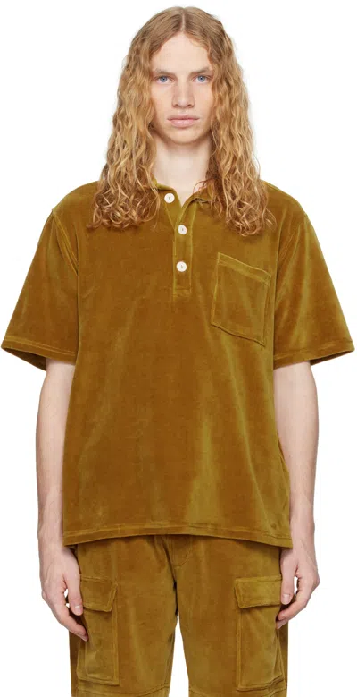 Oas Yellow Girona Velour Polo In Sienna