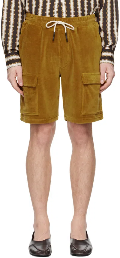 Oas Yellow Velour Cargo Shorts In Sienna