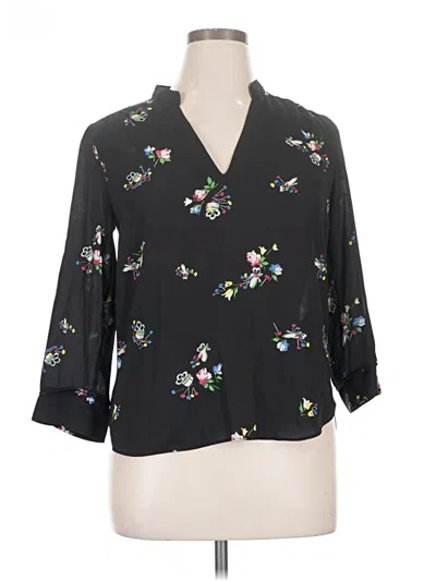 Pre-owned Oasis 3/4 Sleeve Blouse In Black