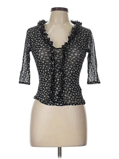 Pre-owned Oasis 3/4 Sleeve Top Black Sweetheart Neckline Tops