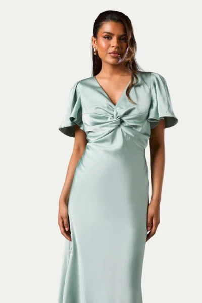 Oasis Angel Sleeve Midi Bridesmaid Dress In Green