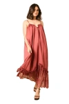 Oasis Babydoll Floaty Lace Detail Maxi Dress In Red