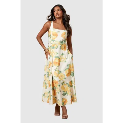 Oasis Floral Square Neck Maxi Dress In White