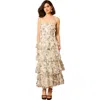 Oasis Floral Textured Strappy Midaxi Dress In Brown