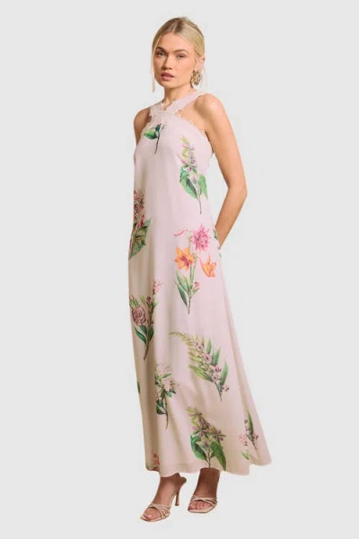 Oasis Halterneck Floral Maxi Dress In White