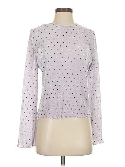 Pre-owned Oasis Long Sleeve Top Gray Polka Dots Pattern Mock Neckline Tops