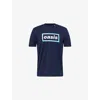 Oasis Mens Navy Box-logo Relaxed-fit Cotton T-shirt Xl