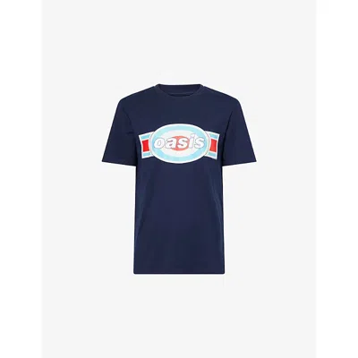 Oasis Mens Navy Mod Roundall Short-sleeve Cotton T-shirt Xxl
