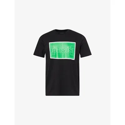 Oasis Mens Black Pitch Relaxed-fit Cotton T-shirt