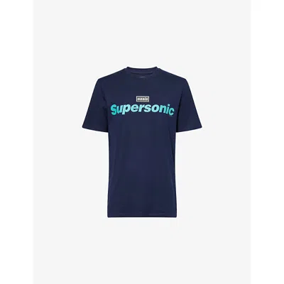 Oasis Mens Navy Supersonic Relaxed-fit Cotton T-shirt Xl