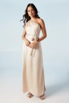 Oasis One Shoulder Satin Maxi Bridesmaid Dress In Gold