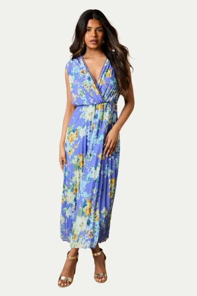 Oasis Petite Occasion Wrap Maxi Dress In Blue