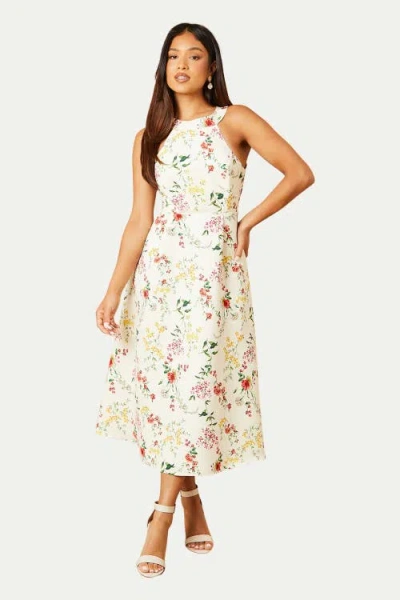 Oasis Petite Ottoman Twill Halter Midi Dress In White