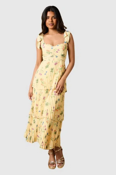 Oasis Petite Tie Shoulder Midi Dress In Yellow