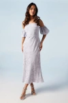 Oasis Puff Sleeve Bridesmaids Midi Dress In Burgundy