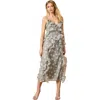 Oasis Ruffle Front V-neck Strappy Midi Dress In Gray