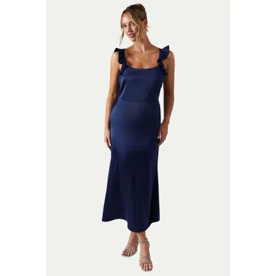 Oasis Satin Bridesmaid Midi Dress In Blue