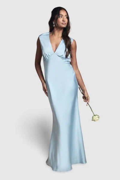 Oasis Satin Maxi Bridesmaid Dress In Blue