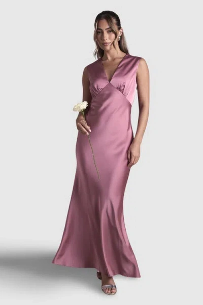 Oasis Satin Maxi Bridesmaid Dress In Pink