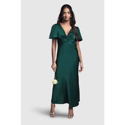 Oasis Satin Midi Bridesmaid Dress In Green
